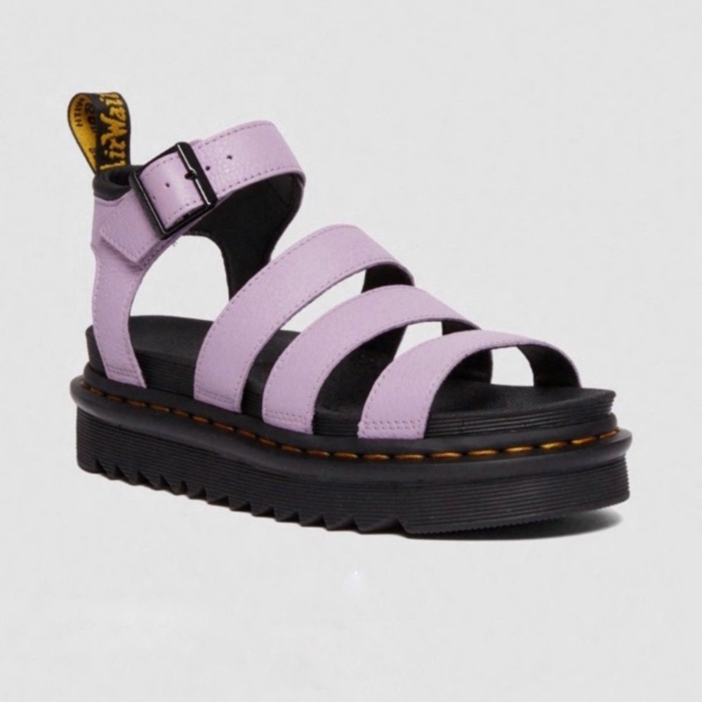 SOLD. Dr.Martens Blaire Pisa Leather Strap Sandal Chunky Sole Purple Lilac - Picture 1 of 14